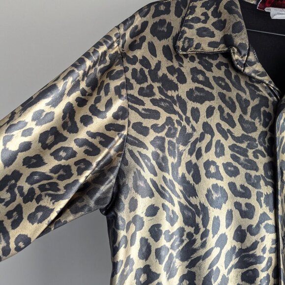 Gold Disco Charades Leopard Print Button Down Blouse - Picture 7 of 8